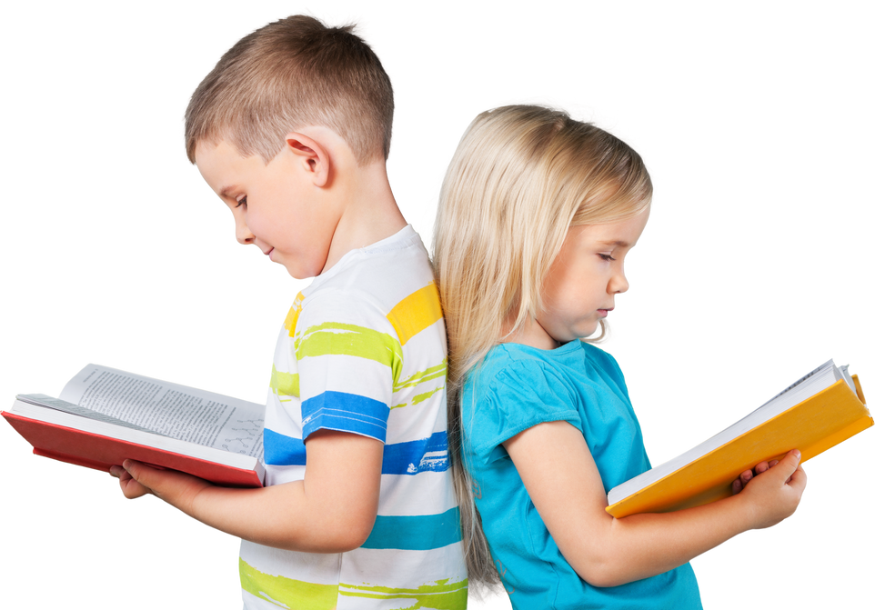 Two Children Reading Books
